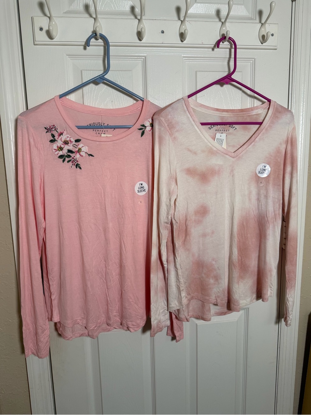 Aeropostale Pink Floral Embroidered & Pink Tie-Dye Long Sleeve Tops 2 Pk bundle